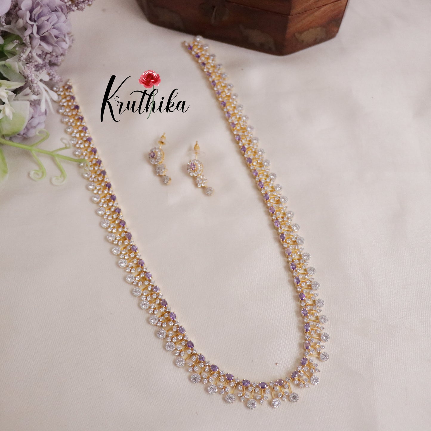 Beautiful Sparkling American Diamond Fringe Design CZ Haaram LH1923