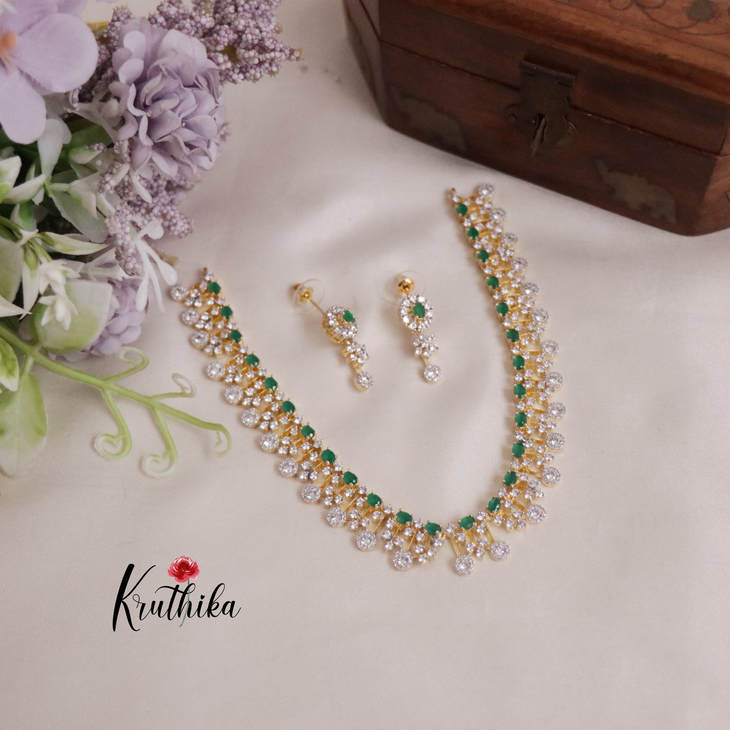Beautiful Sparkling American Diamond Fringe CZ Necklace NC2136 (Available in 4 Colours)