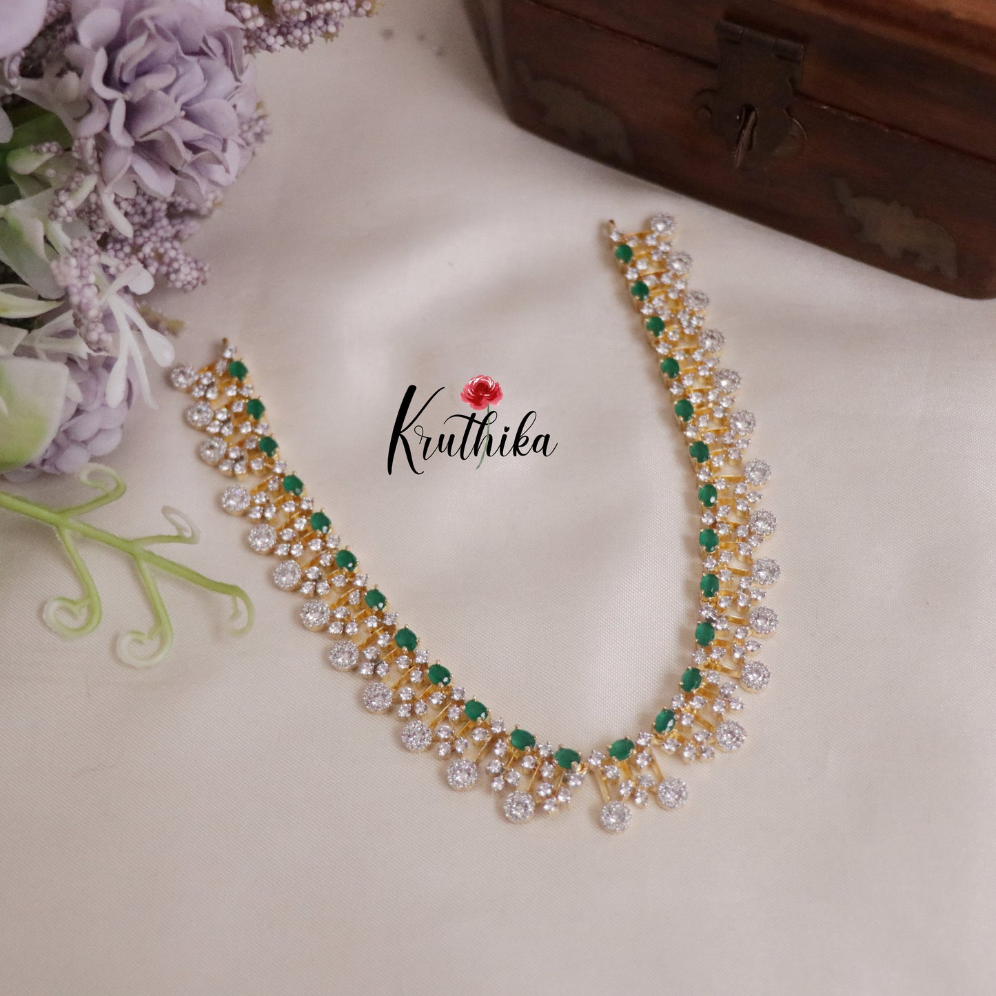 Beautiful Sparkling American Diamond Fringe CZ Necklace NC2136 (Available in 4 Colours)