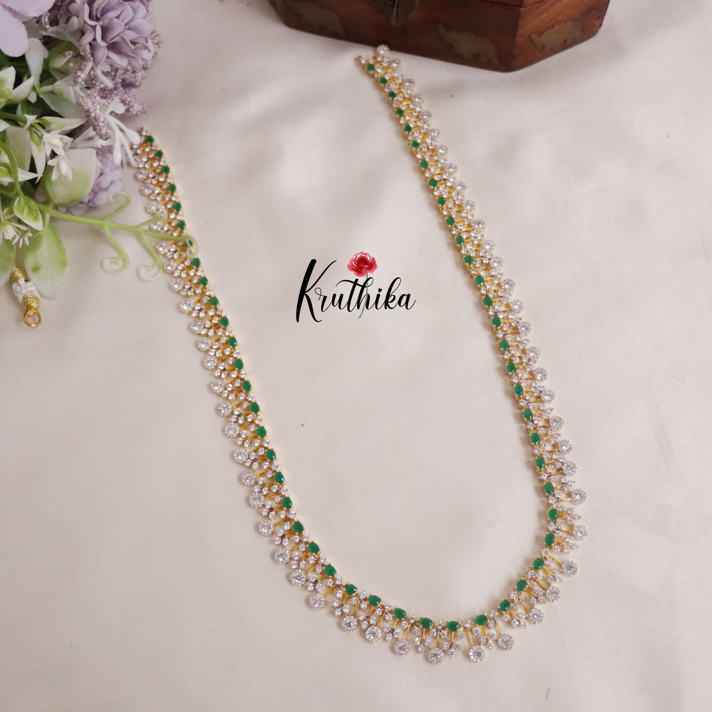 Beautiful Sparkling American Diamond Fringe Design CZ Haaram LH1923