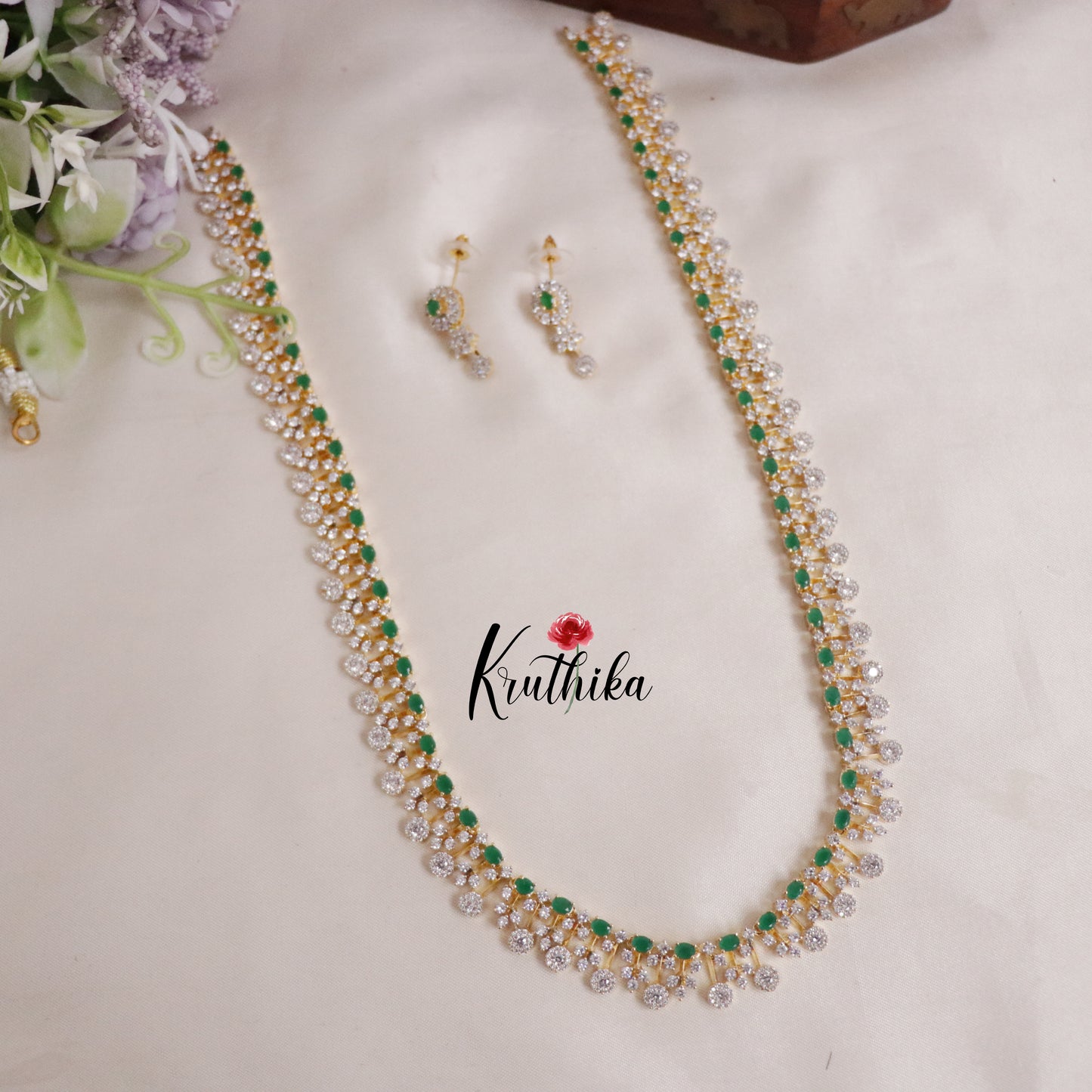 Beautiful Sparkling American Diamond Fringe Design CZ Haaram LH1923