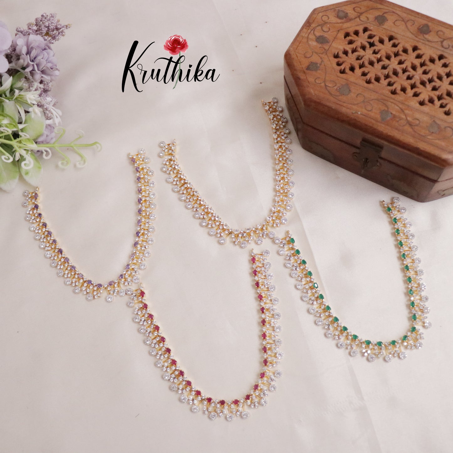 Beautiful Sparkling American Diamond Fringe CZ Necklace NC2136 (Available in 4 Colours)