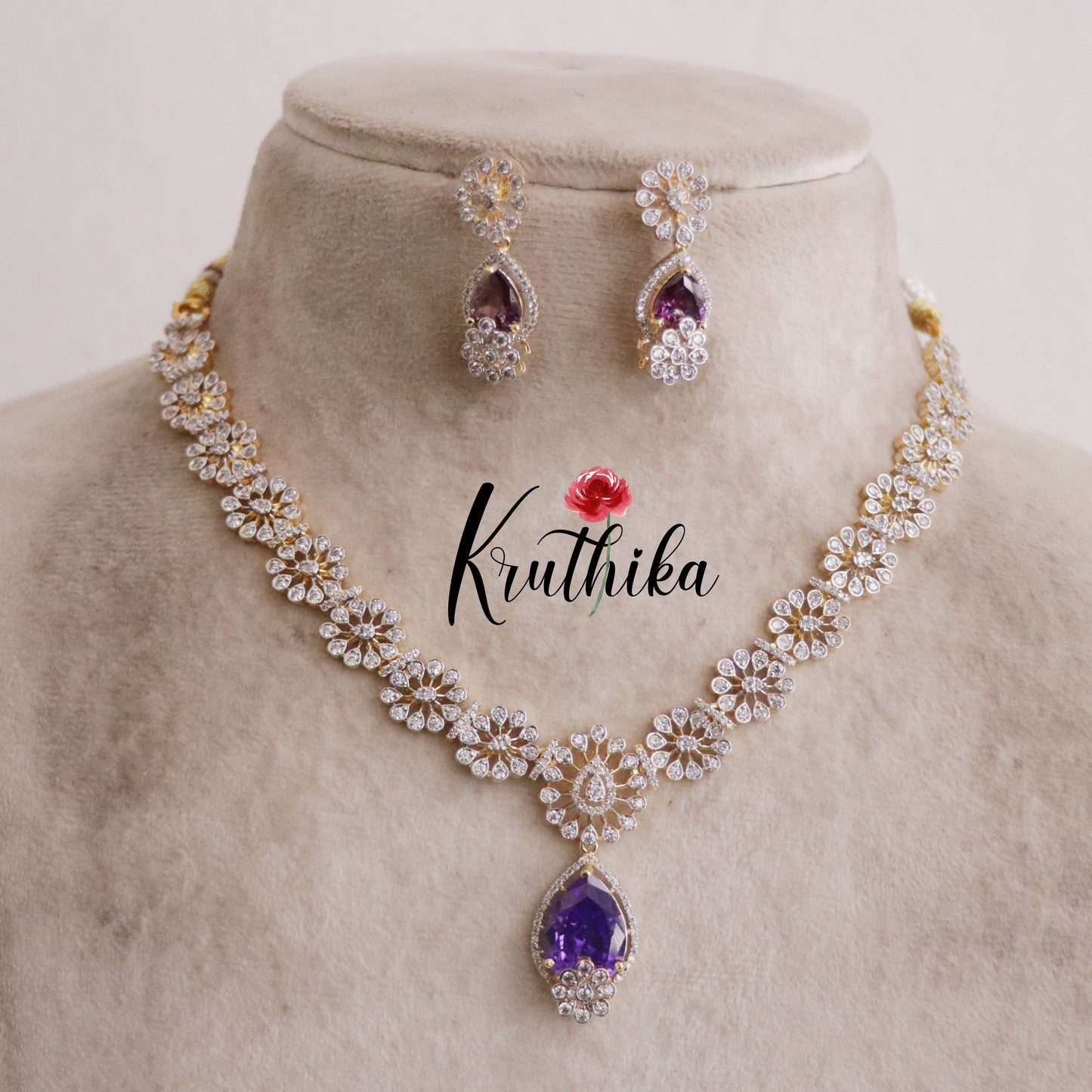 Gorgeous Sparking CZ Floral Design Necklace NC2133 (Available in 3 Colours)