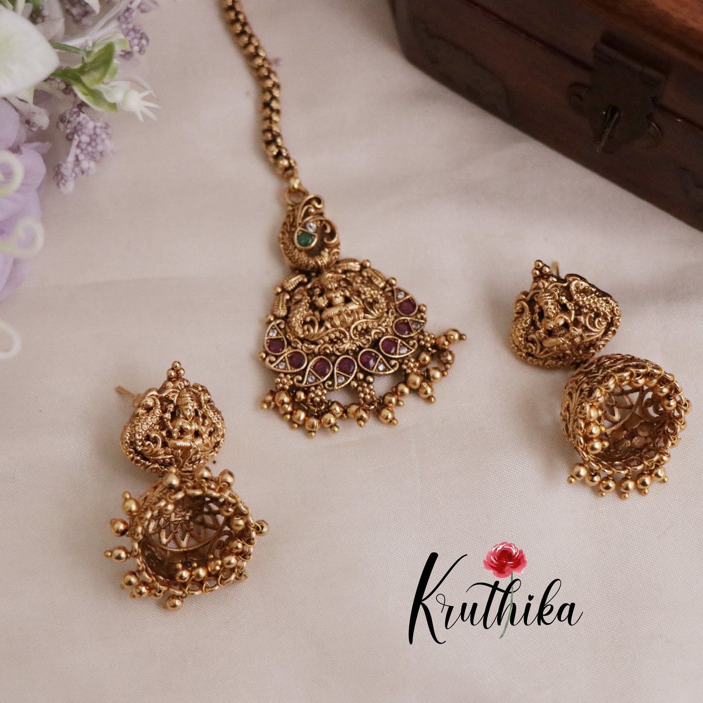 Premium Bridal Jalebi Temple Lakshmi Chocker Set NC2105