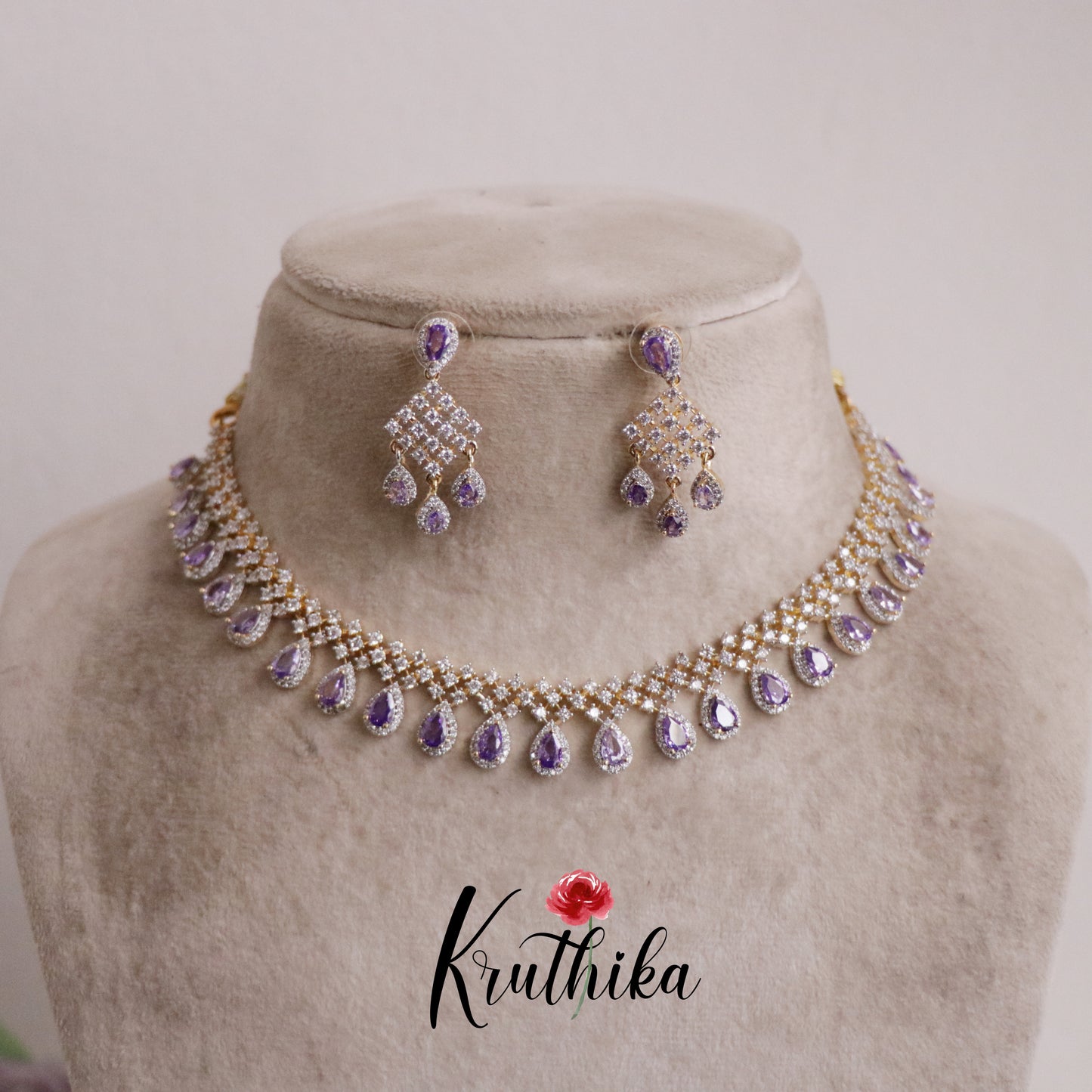 Elegant Sparking CZ Dreamy Dew Necklace Set NC2137 (Available in 3 Colours)