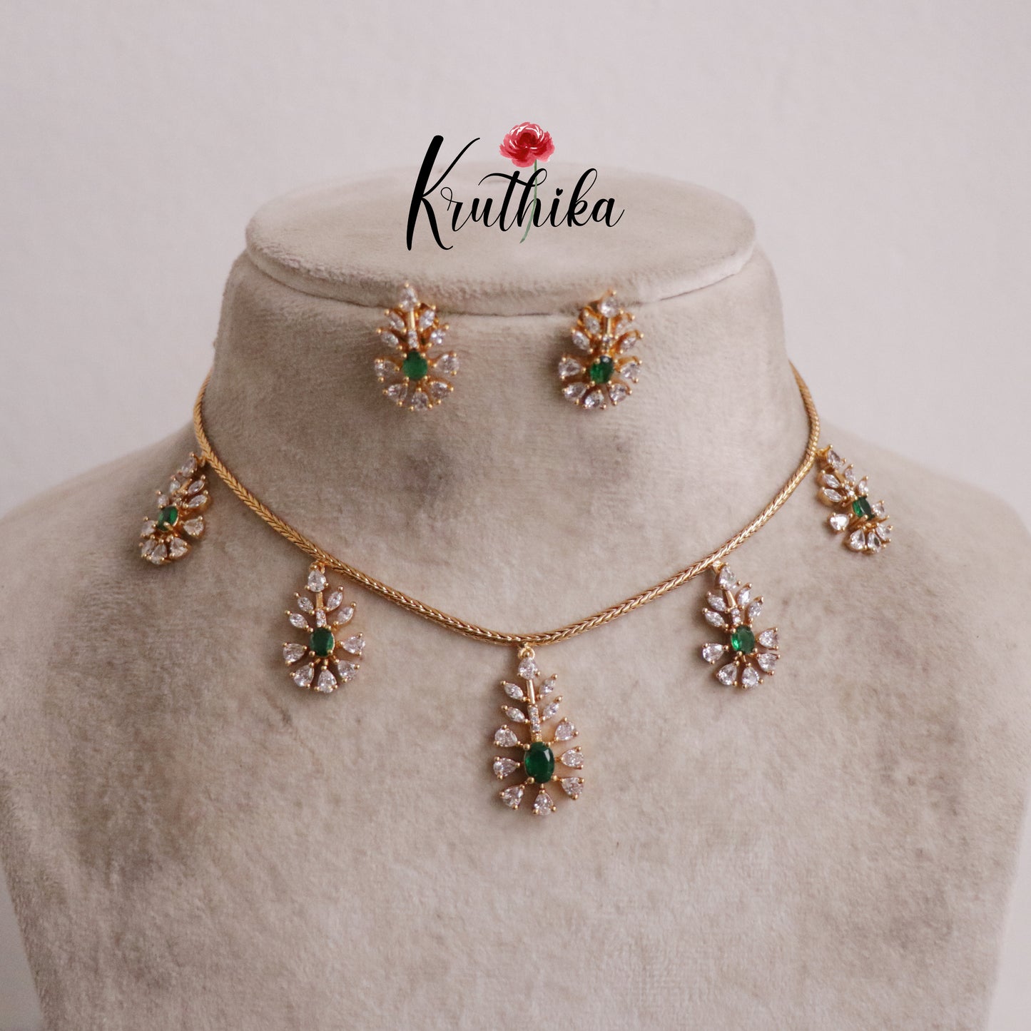 Trendy Twin Tone Sparking AD Necklace Set NC2135 (Available in 2 Colours)