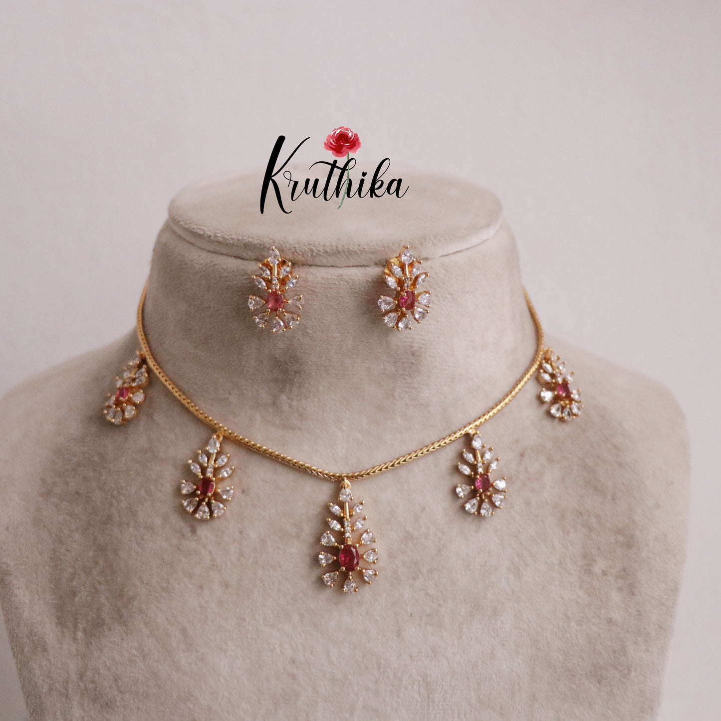 Trendy Twin Tone Sparking AD Necklace Set NC2135 (Available in 2 Colours)