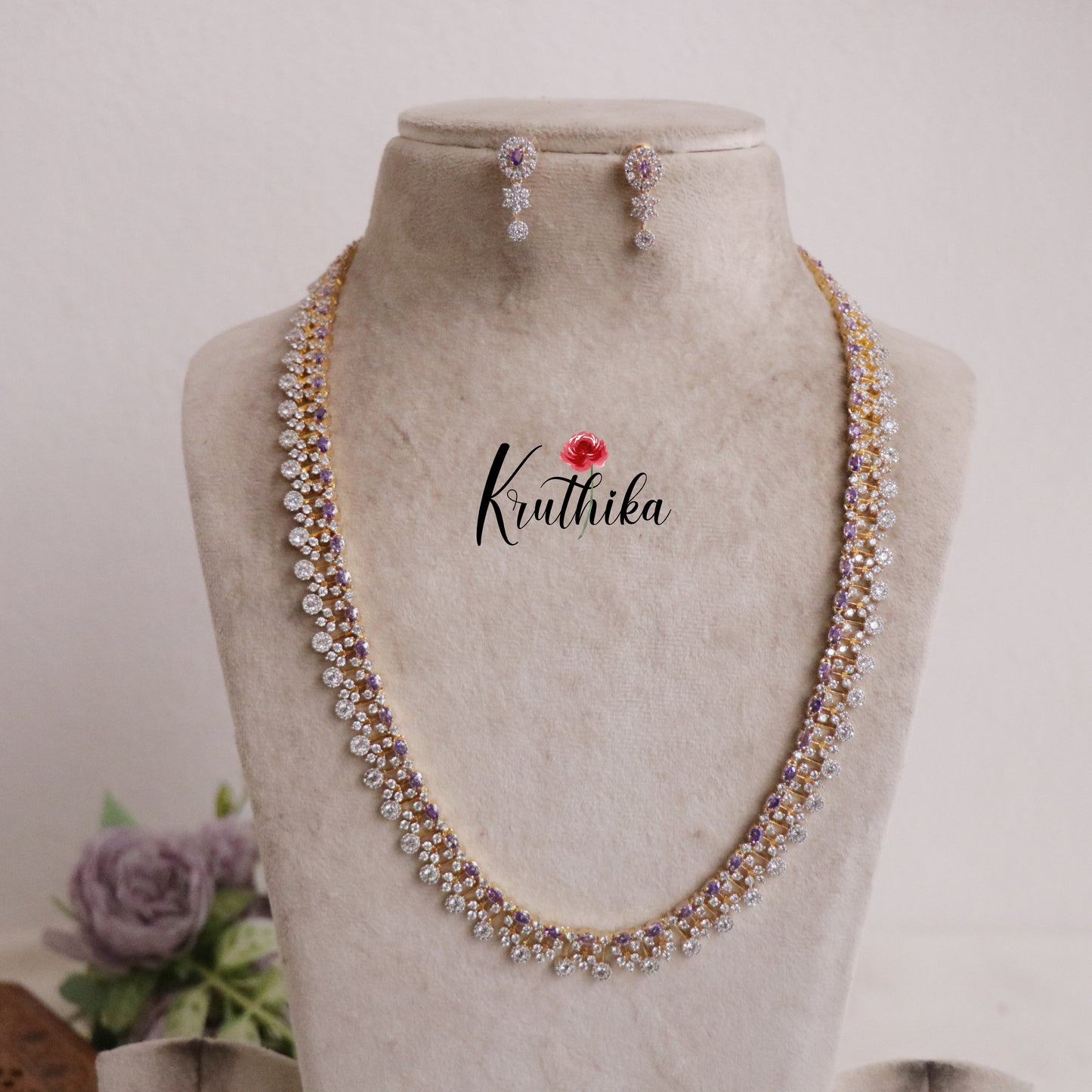 Beautiful Sparkling American Diamond Fringe Design CZ Haaram LH1923