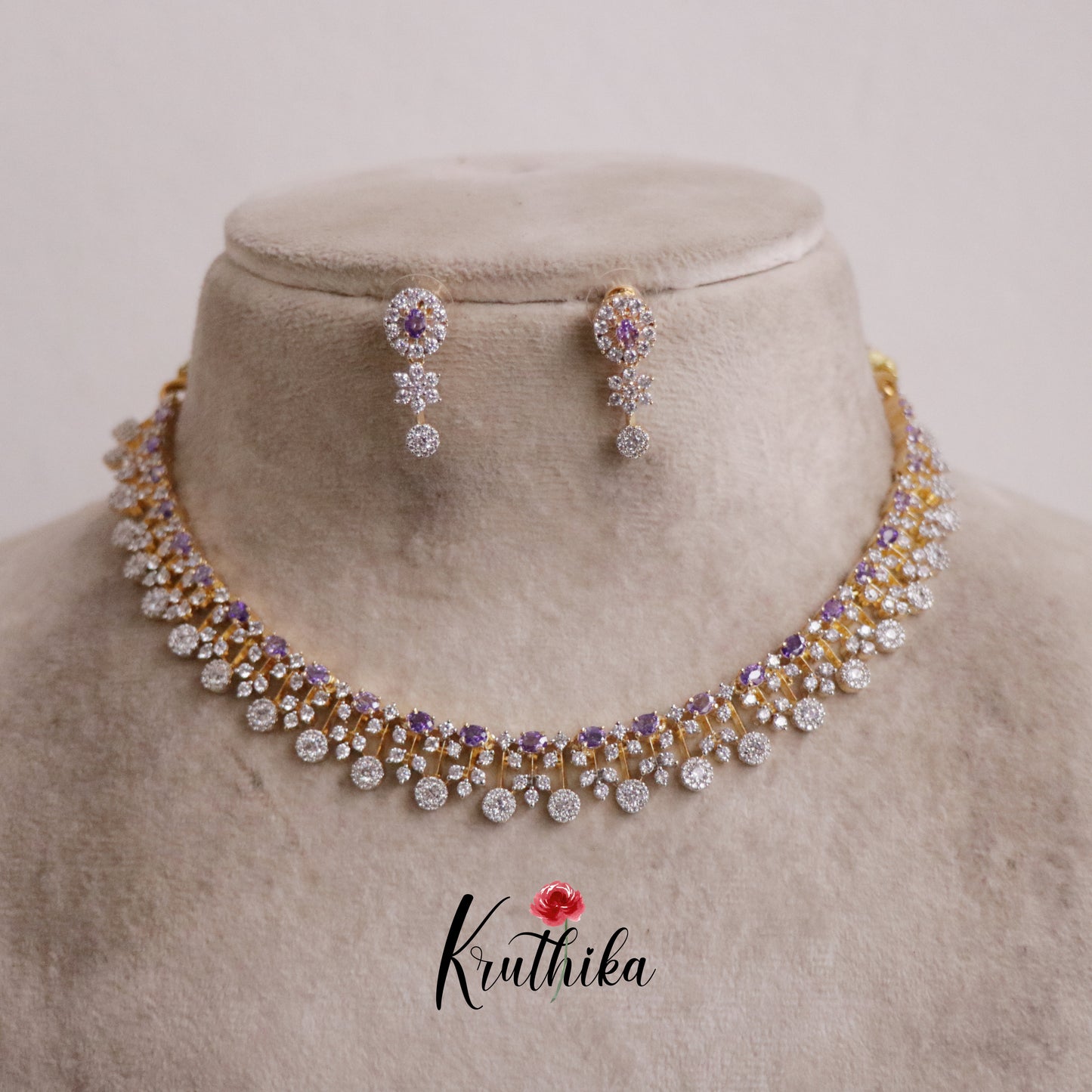 Beautiful Sparkling American Diamond Fringe CZ Necklace NC2136 (Available in 4 Colours)