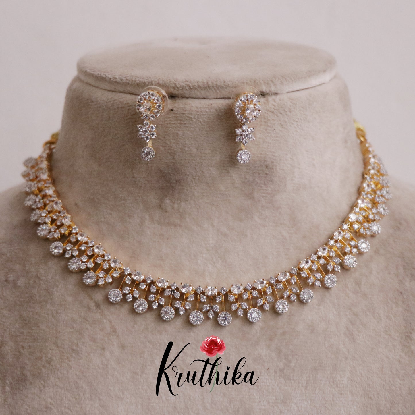Beautiful Sparkling American Diamond Fringe CZ Necklace NC2136 (Available in 4 Colours)
