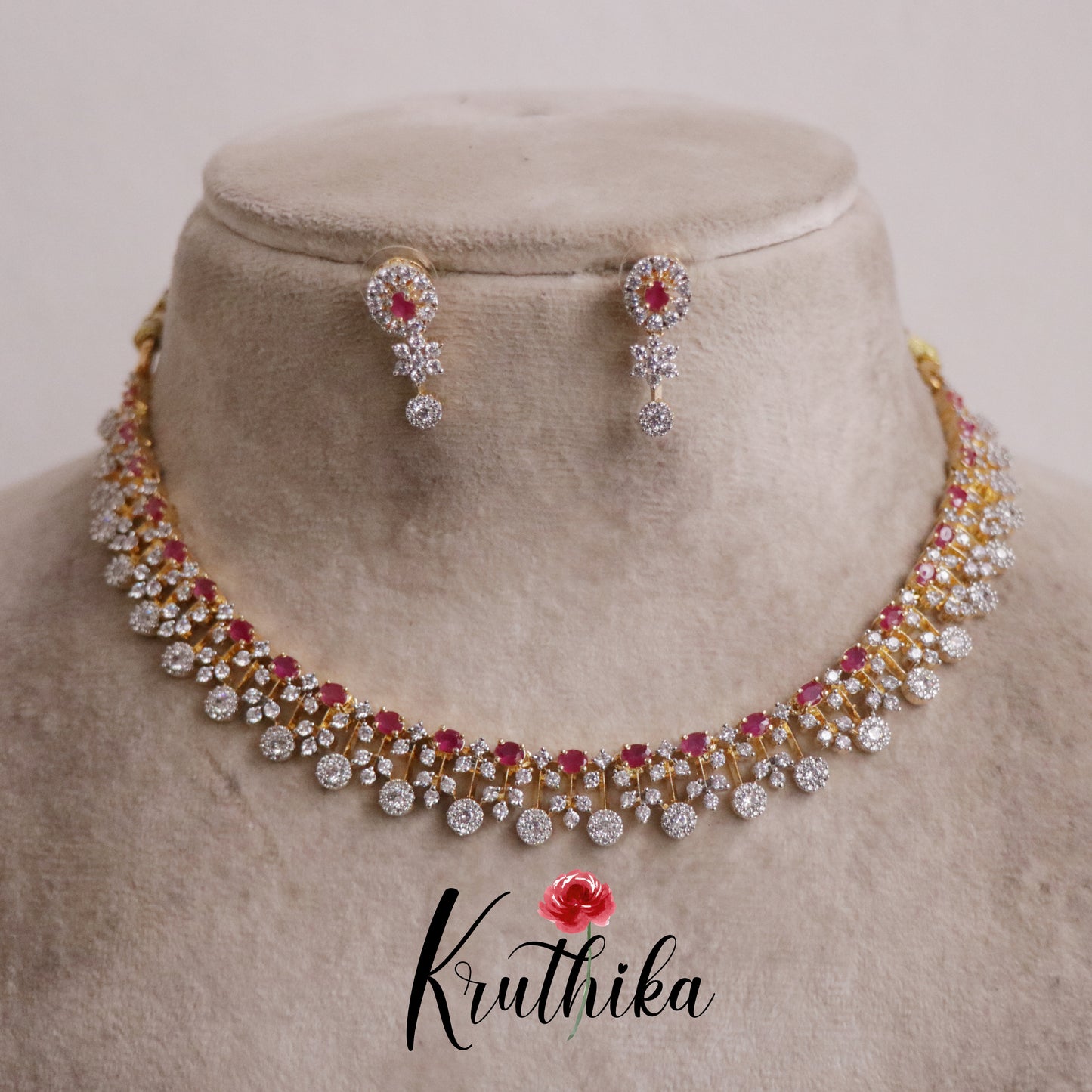 Beautiful Sparkling American Diamond Fringe CZ Necklace NC2136 (Available in 4 Colours)