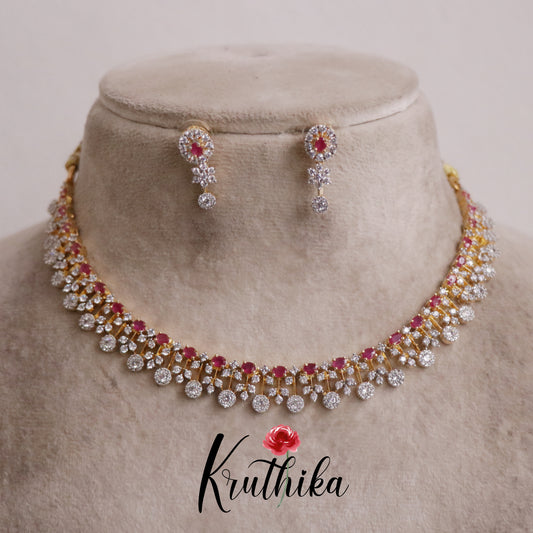 Beautiful Sparkling American Diamond Fringe CZ Necklace NC2161 (Available in 4 Colours)