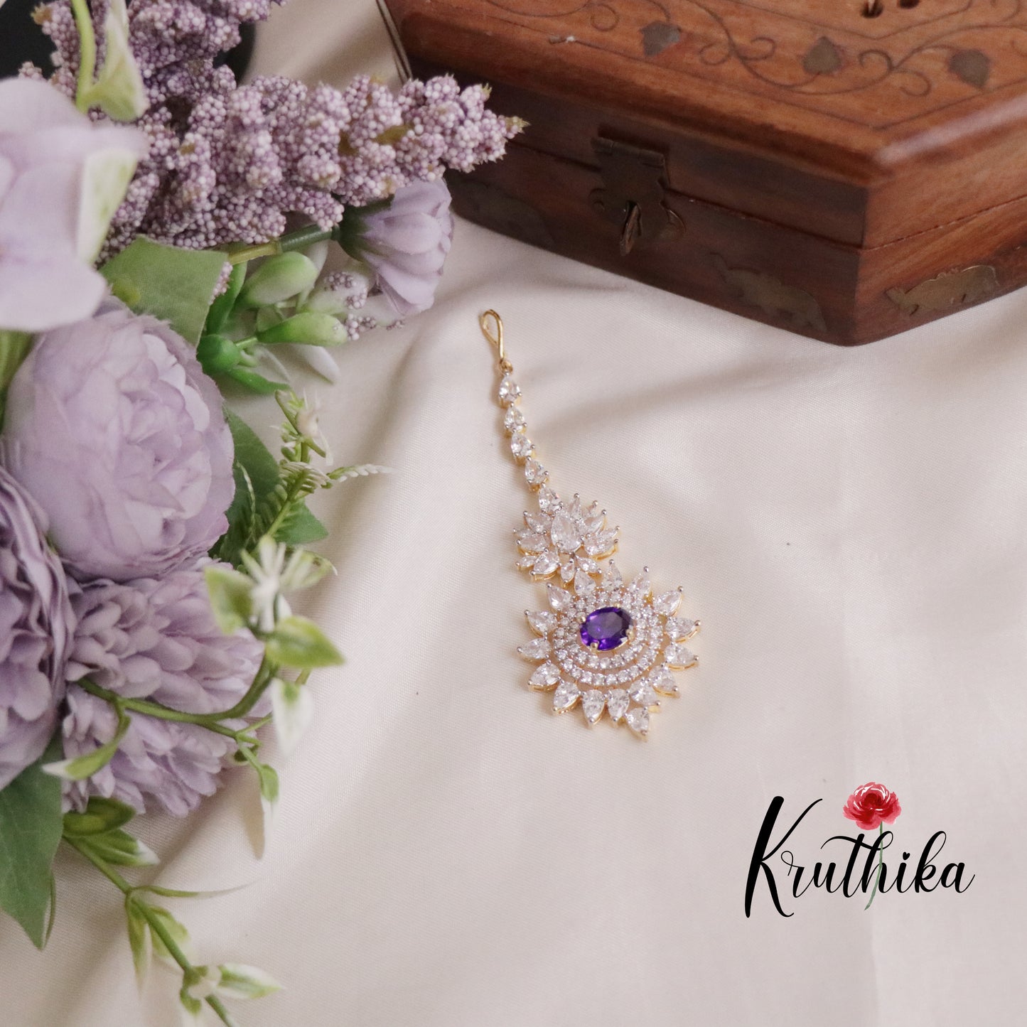 Beauitful CZ Amara Purple Sparkle Maang Tikka MT258