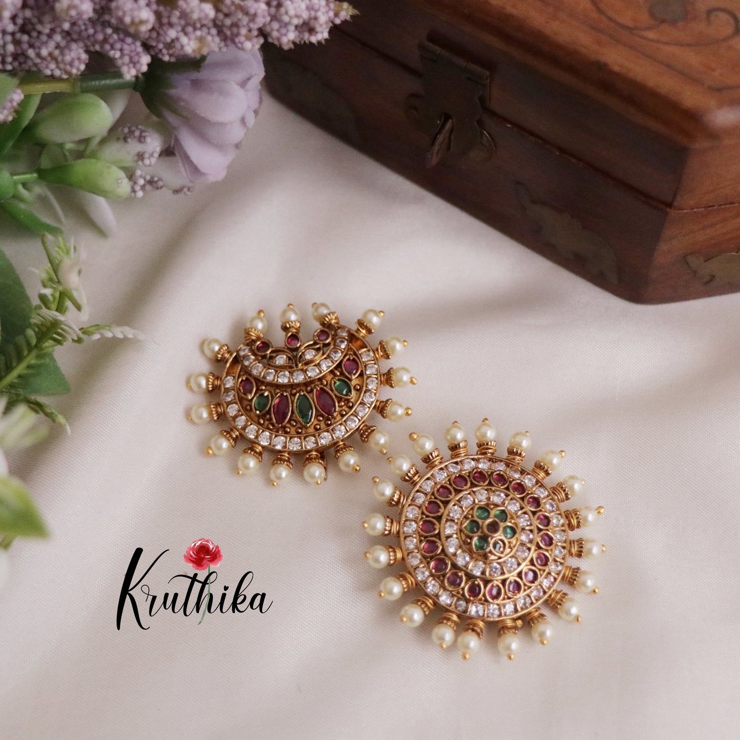 Beautiful Antique Multistone Chandra Surya Hair Ornaments J183
