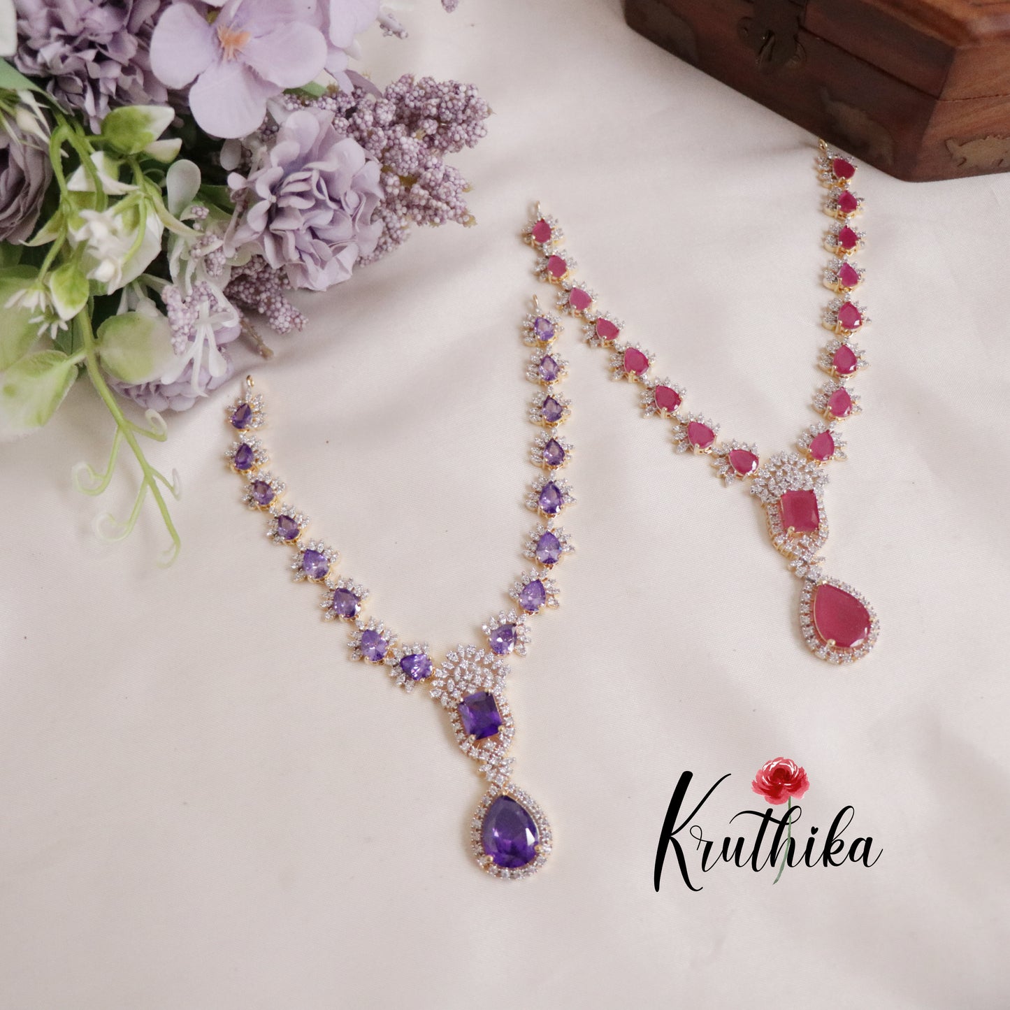 Royal Romance Duo CZ Necklace Set NC2139 (Available in 2 Colours)