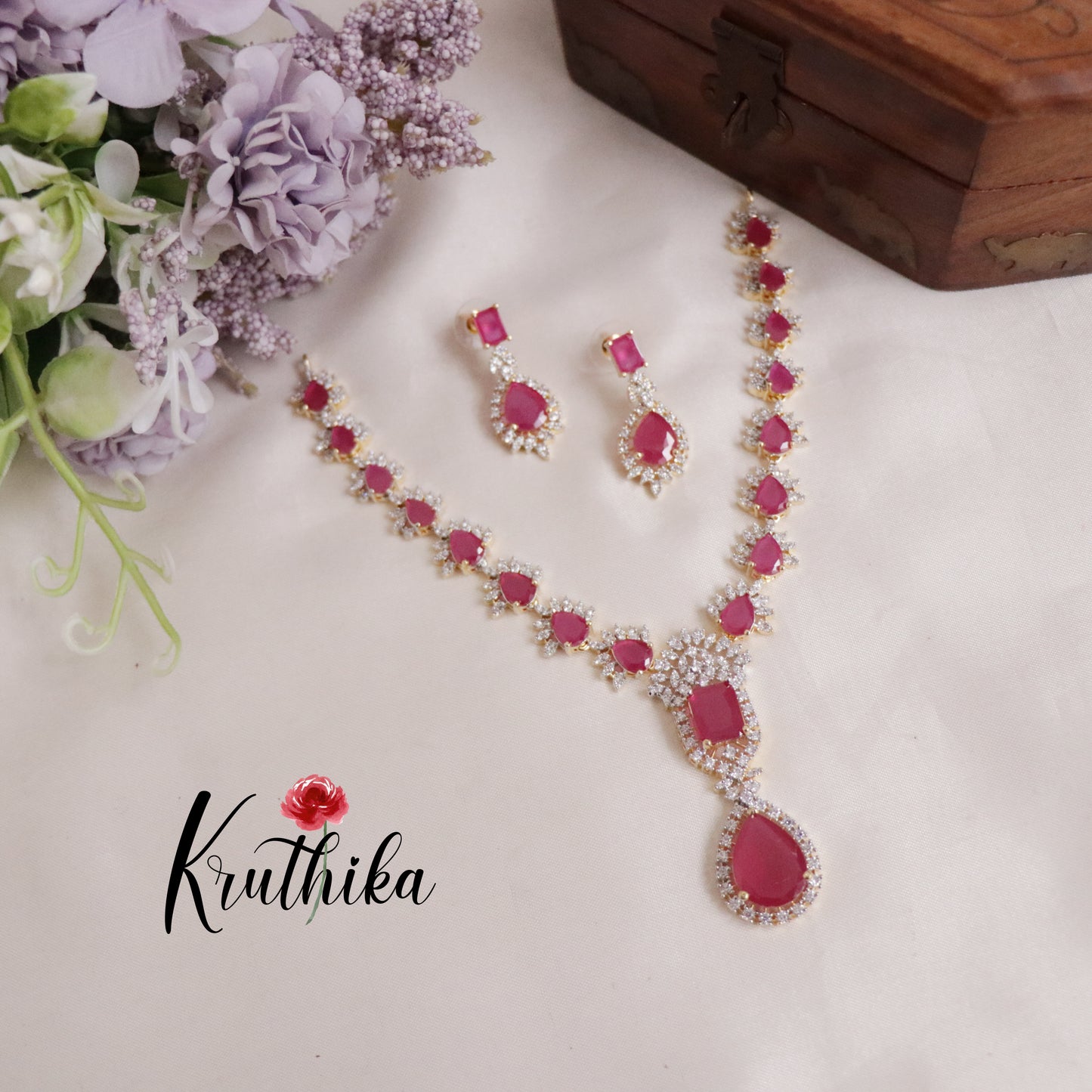 Royal Romance Duo CZ Necklace Set NC2139 (Available in 2 Colours)