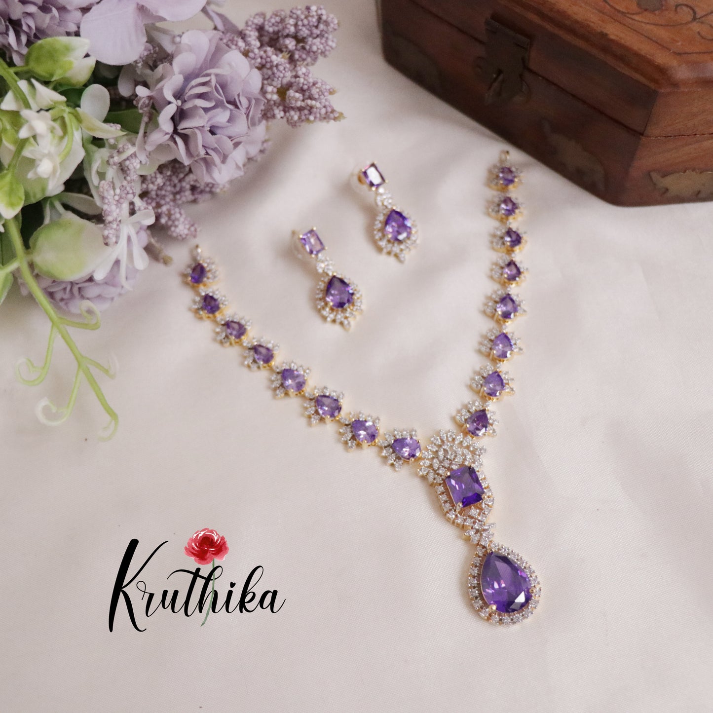 Royal Romance Duo CZ Necklace Set NC2139 (Available in 2 Colours)