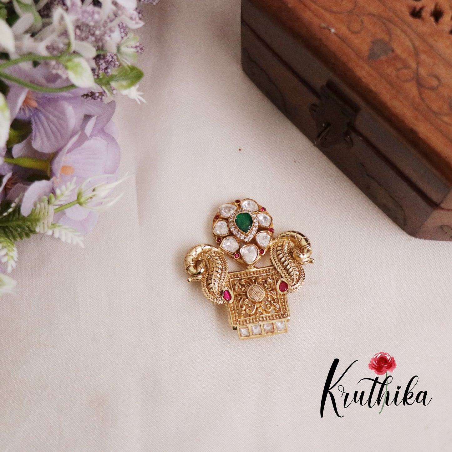 Grand Peacock Design Kundan Pendant Set PS19