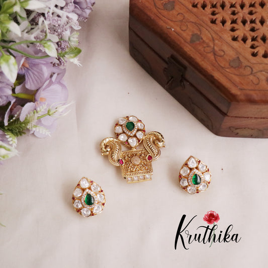 Grand Peacock Design Kundan Pendant Set PS19