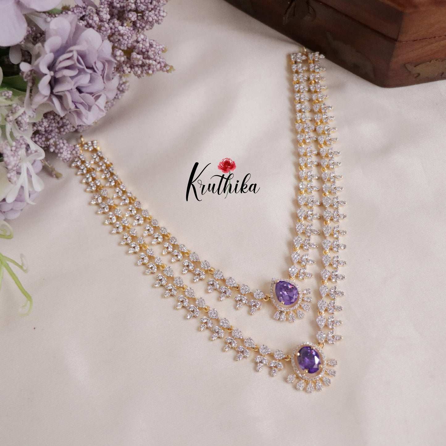 Trendy Sparking Double Layer CZ Necklace Set NC2136 (Available in 4 Colours)