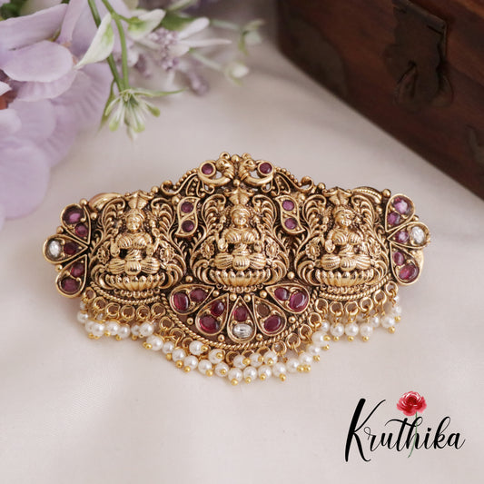 Stunning Antique Nagas Lakshmi Kemp Hair Clip With Pearl Drops J274