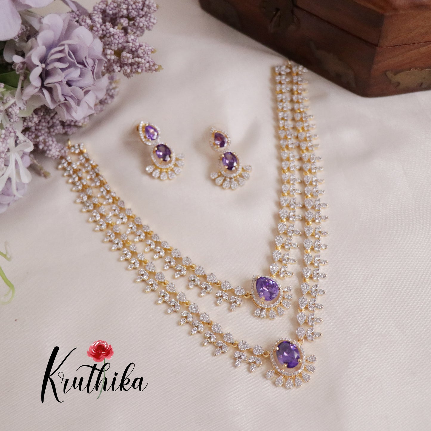 Trendy Sparking Double Layer CZ Necklace Set NC2136 (Available in 4 Colours)