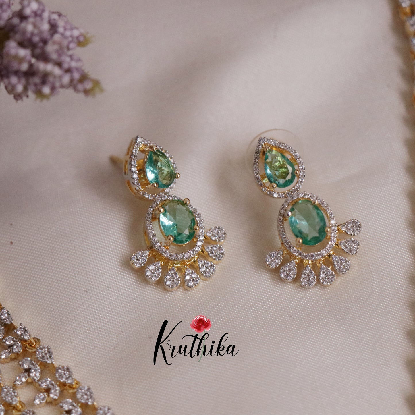 Trendy Sparking Double Layer CZ Necklace Set NC2136 (Available in 4 Colours)