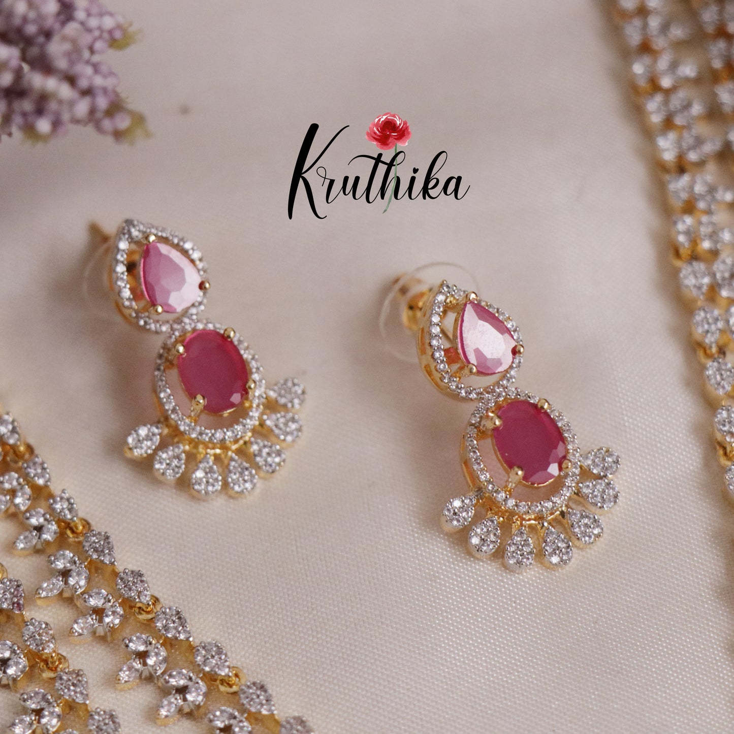 Trendy Sparking Double Layer CZ Necklace Set NC2136 (Available in 4 Colours)