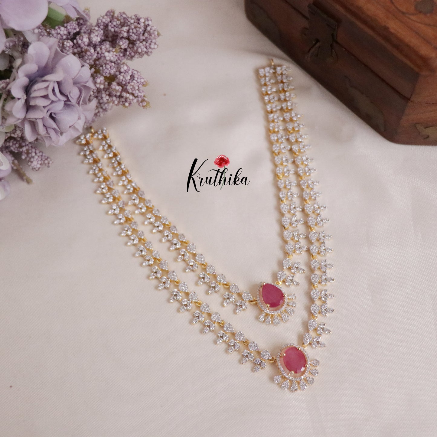 Trendy Sparking Double Layer CZ Necklace Set NC2136 (Available in 4 Colours)