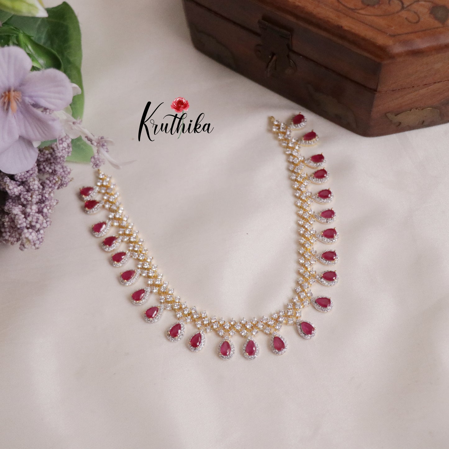 Elegant Sparking CZ Dreamy Dew Necklace Set NC2137 (Available in 3 Colours)