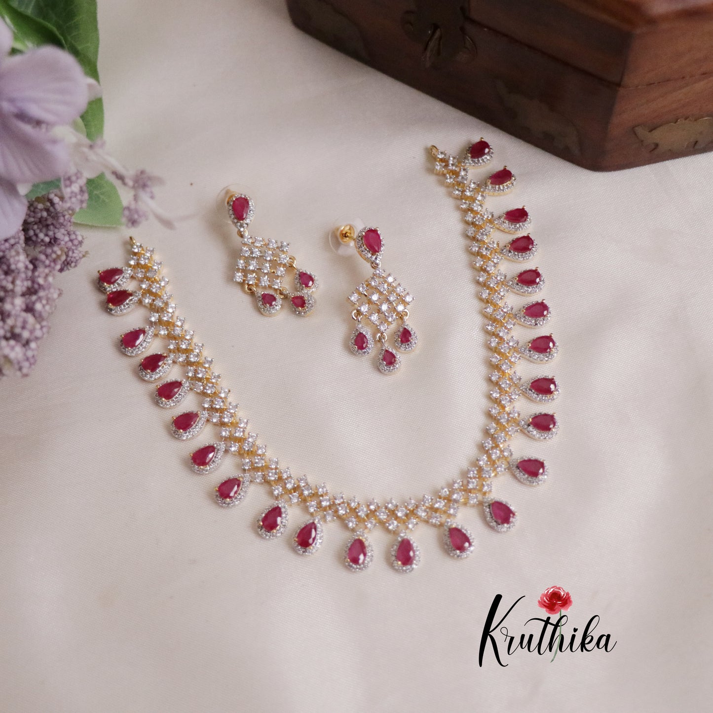 Elegant Sparking CZ Dreamy Dew Necklace Set NC2137 (Available in 3 Colours)