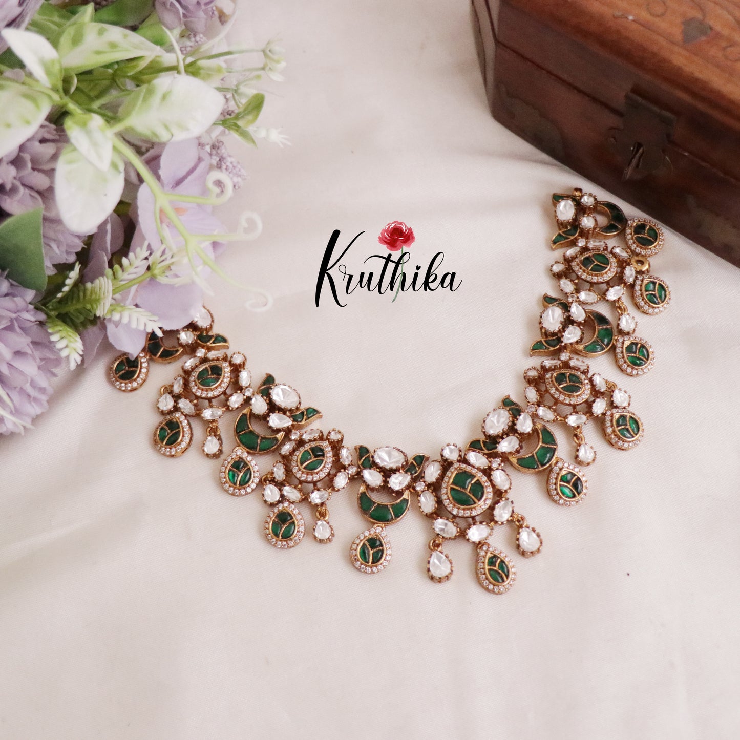(Pre-booking )Beautiful Kundan Jadau Stone Chandbalis Design Necklace Set NC2107 (Available in 2 Colours) Pre-bookings 10-15 days