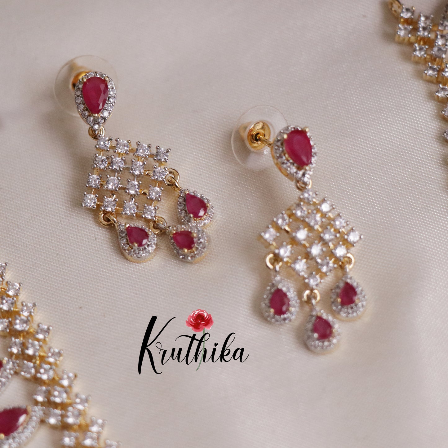 Elegant Sparking CZ Dreamy Dew Necklace Set NC2137 (Available in 3 Colours)