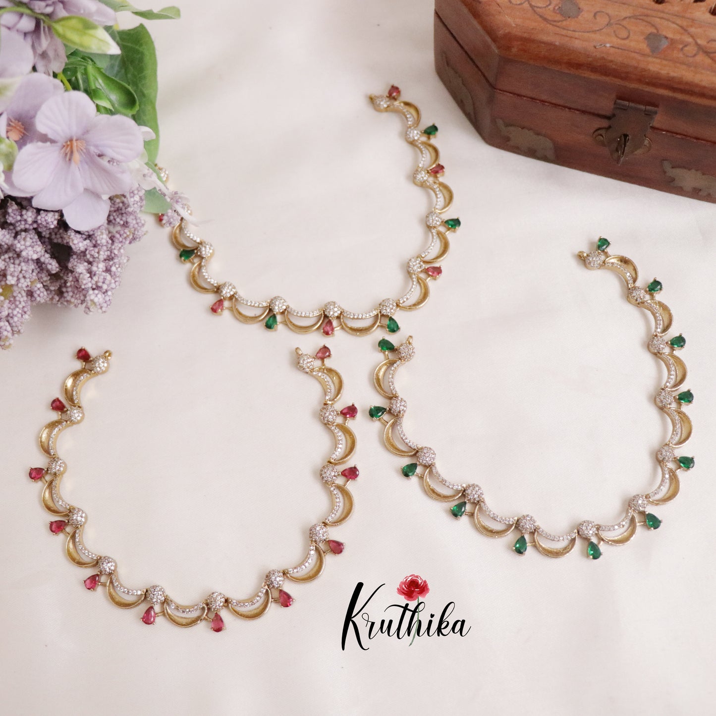 Beautiful American Diamond Wave Necklace NC2134 (Available in 3 Colours)