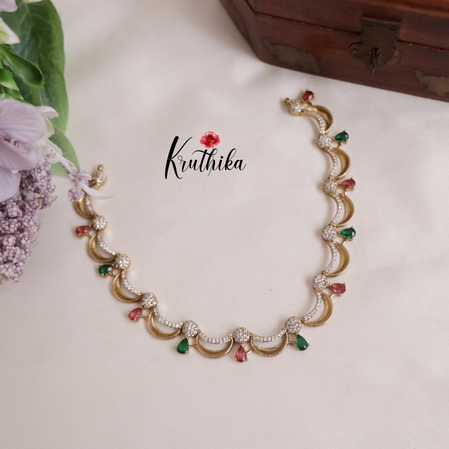 Beautiful American Diamond Wave Necklace NC2134 (Available in 3 Colours)