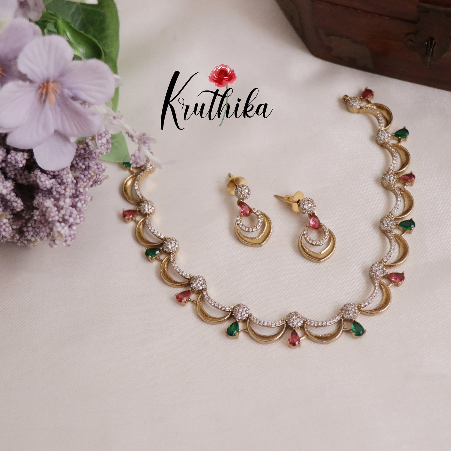 Beautiful American Diamond Wave Necklace NC2134 (Available in 3 Colours)