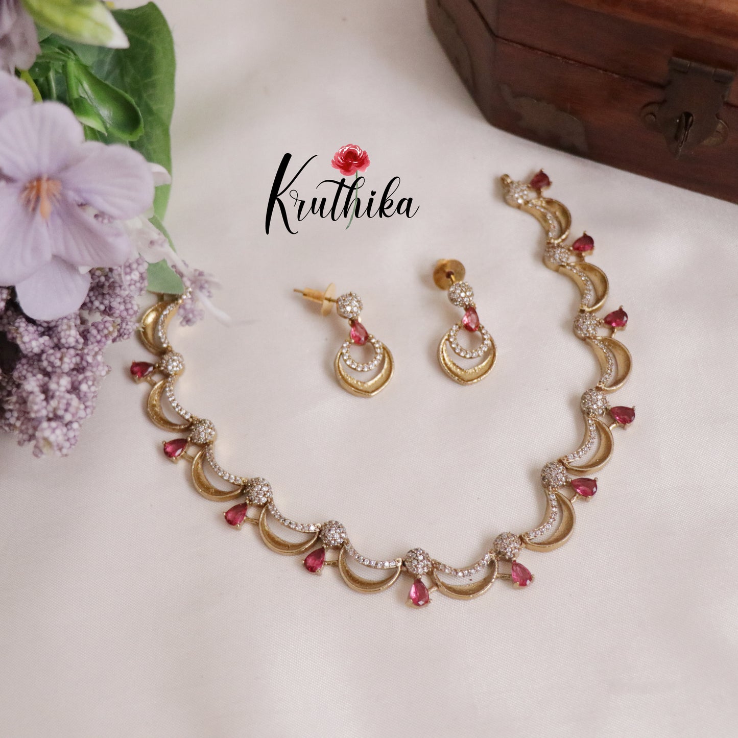 Beautiful American Diamond Wave Necklace NC2134 (Available in 3 Colours)