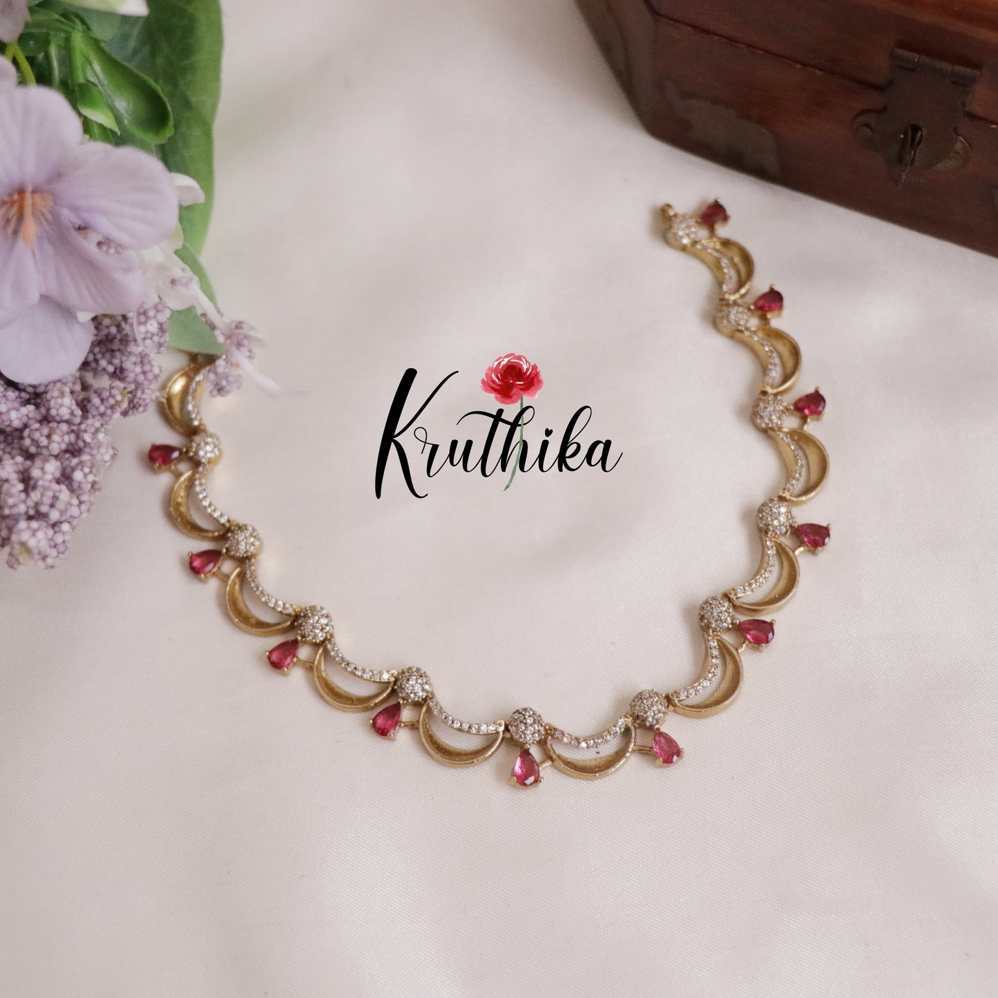 Beautiful American Diamond Wave Necklace NC2134 (Available in 3 Colours)