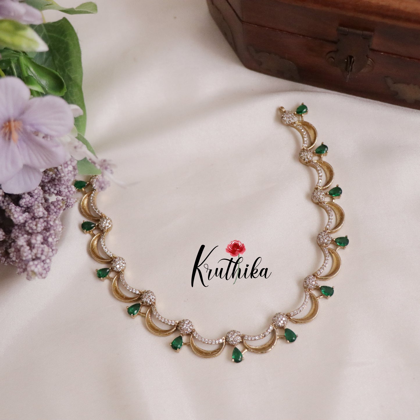 Beautiful American Diamond Wave Necklace NC2134 (Available in 3 Colours)