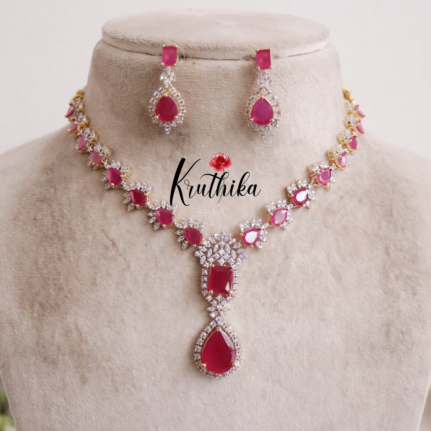 Royal Romance Duo CZ Necklace Set NC2139 (Available in 2 Colours)