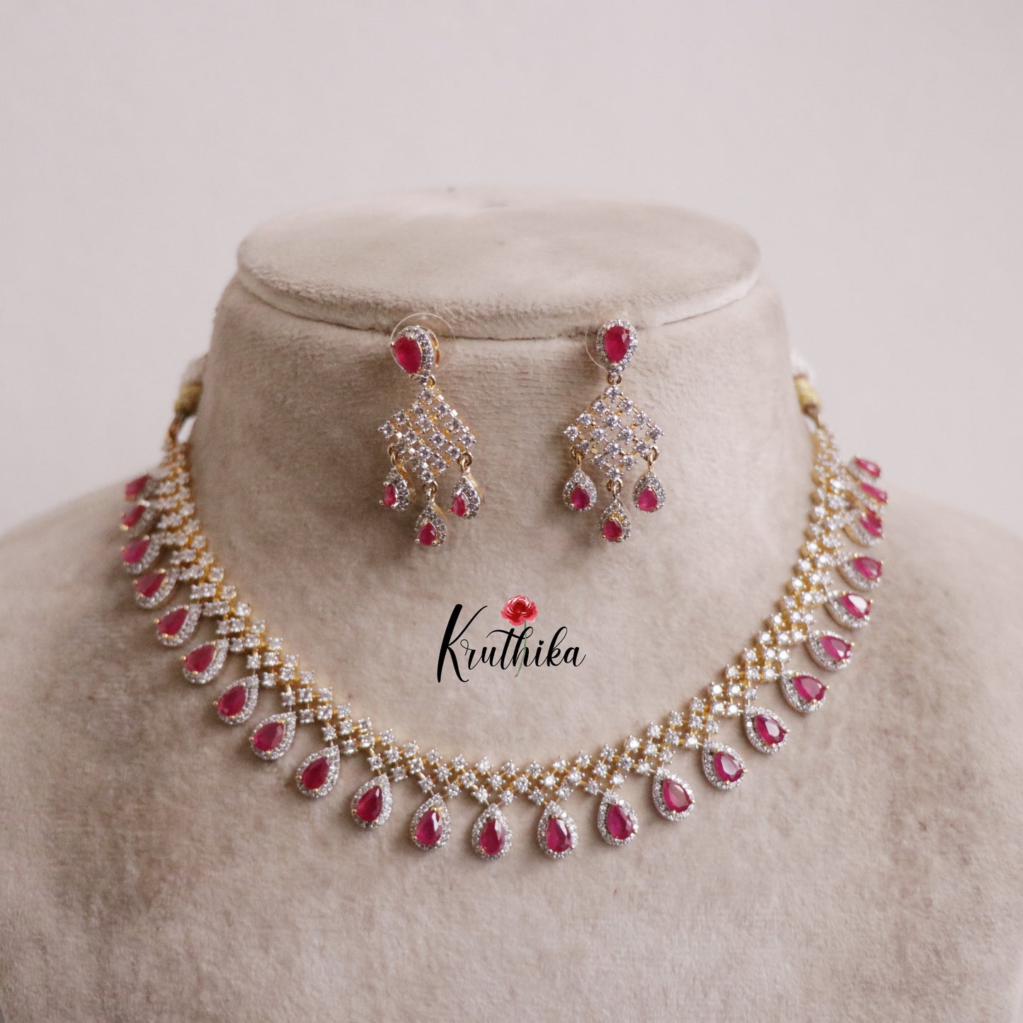 Elegant Sparking CZ Dreamy Dew Necklace Set NC2137 (Available in 3 Colours)