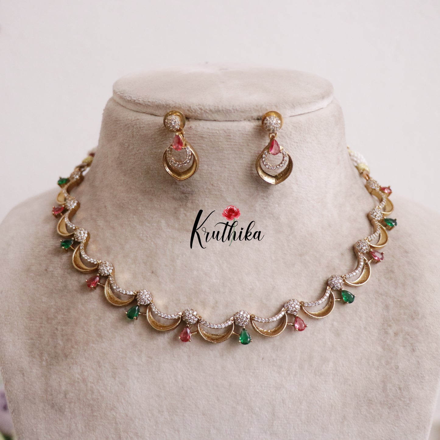 Beautiful American Diamond Wave Necklace NC2134 (Available in 3 Colours)
