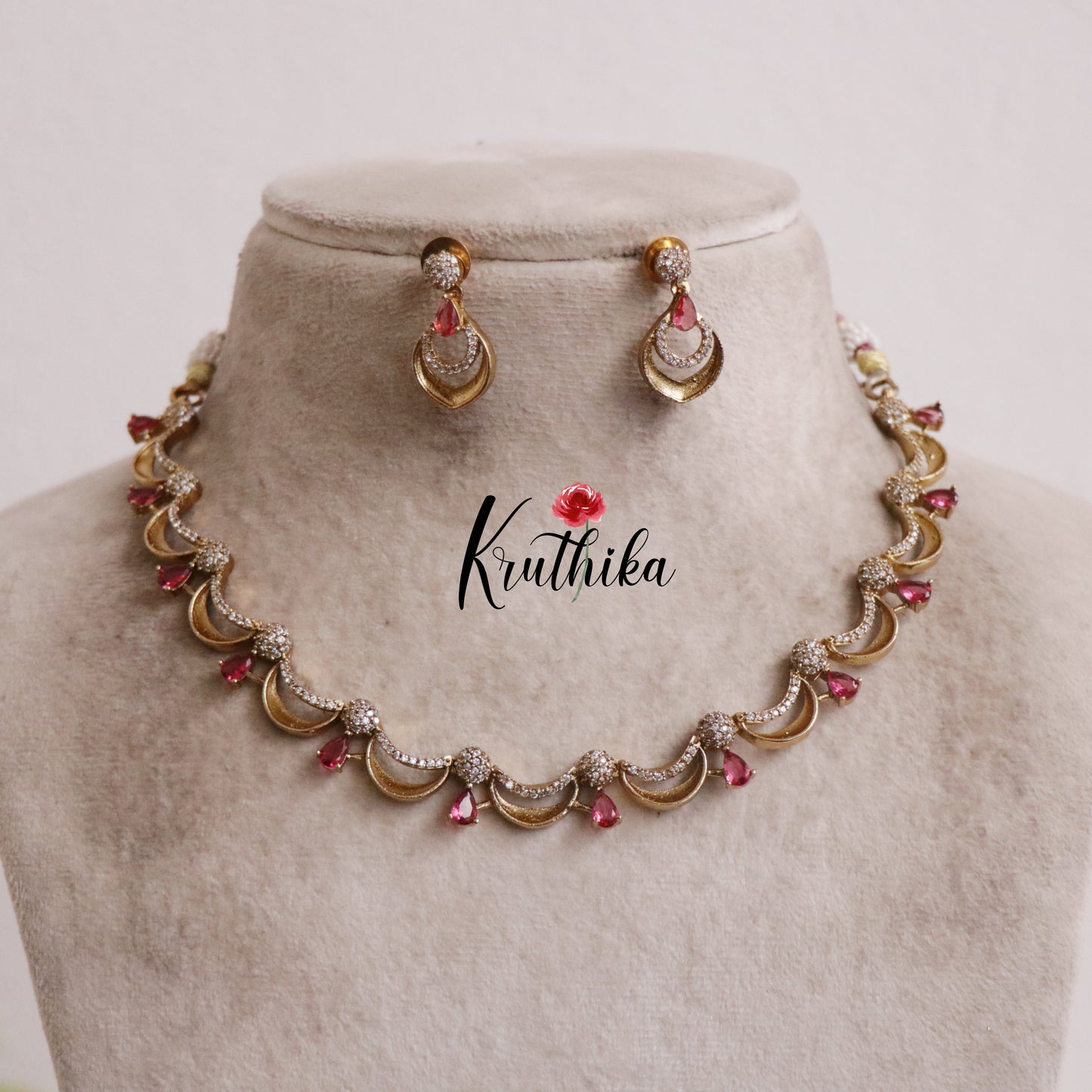 Beautiful American Diamond Wave Necklace NC2134 (Available in 3 Colours)