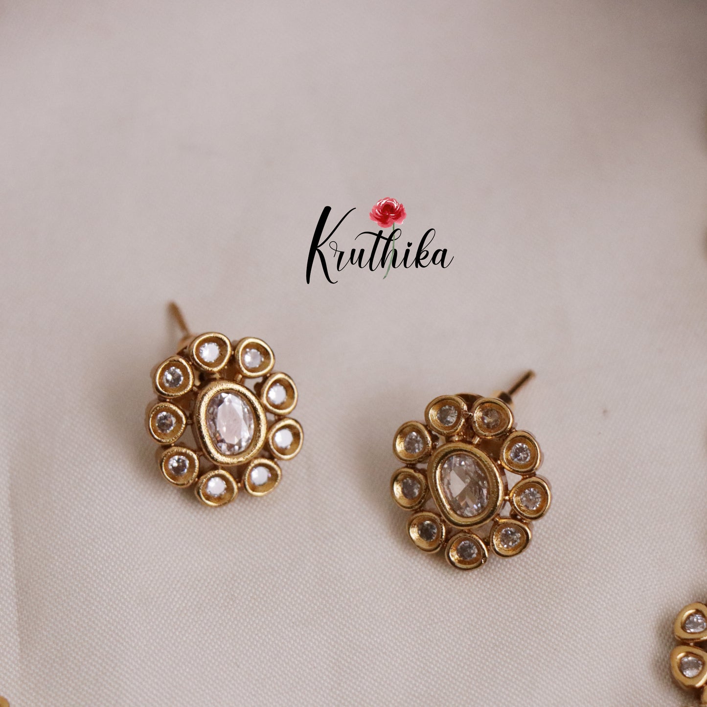 Beautiful Gold Plated Floral Kundan Stone Studded Necklace with Earrings NC2083 (Available in 3 Colours)