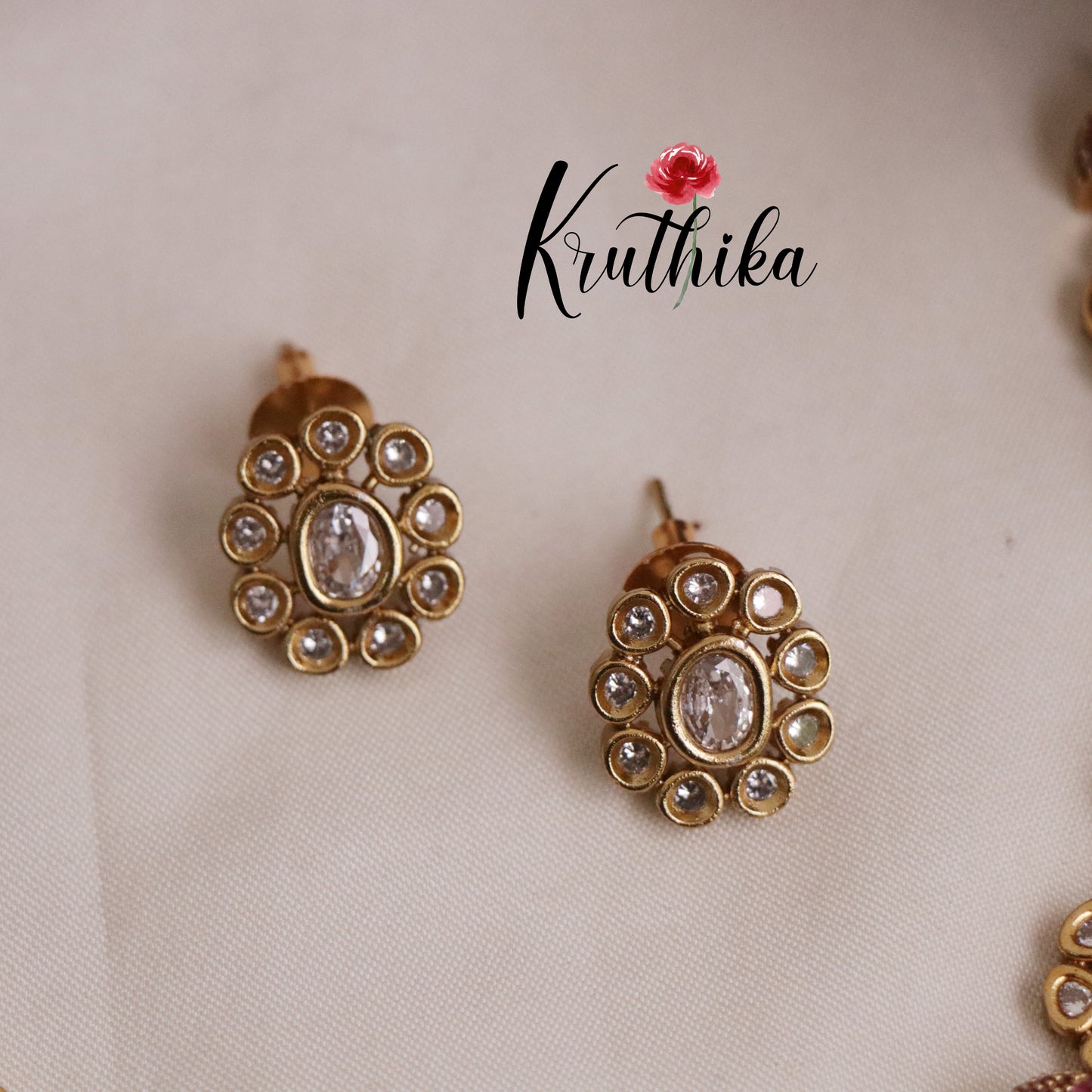 Beautiful Gold Plated Floral Kundan Stone Studded Necklace with Earrings NC2083 (Available in 3 Colours)