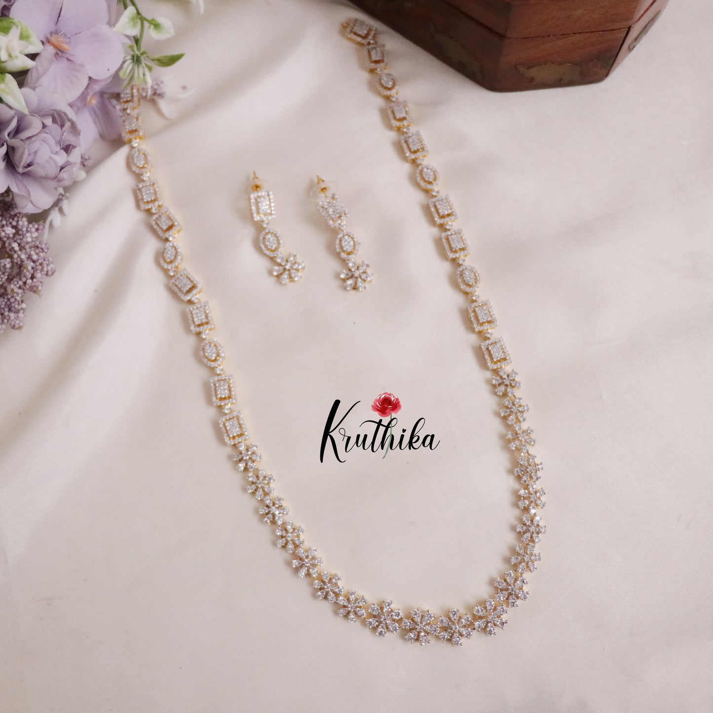 Elegant CZ Sparkling AD Floral Haaram LH1926