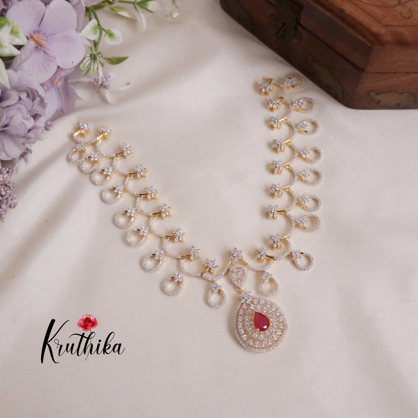 Beautiful Divine Sparkling CZ Necklace Set NC2140 (Available in 2 Colours)