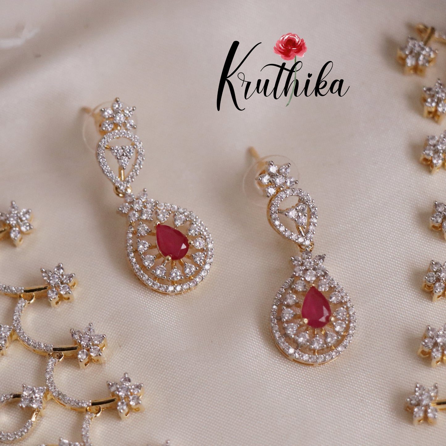 Beautiful Divine Sparkling CZ Necklace Set NC2140 (Available in 2 Colours)