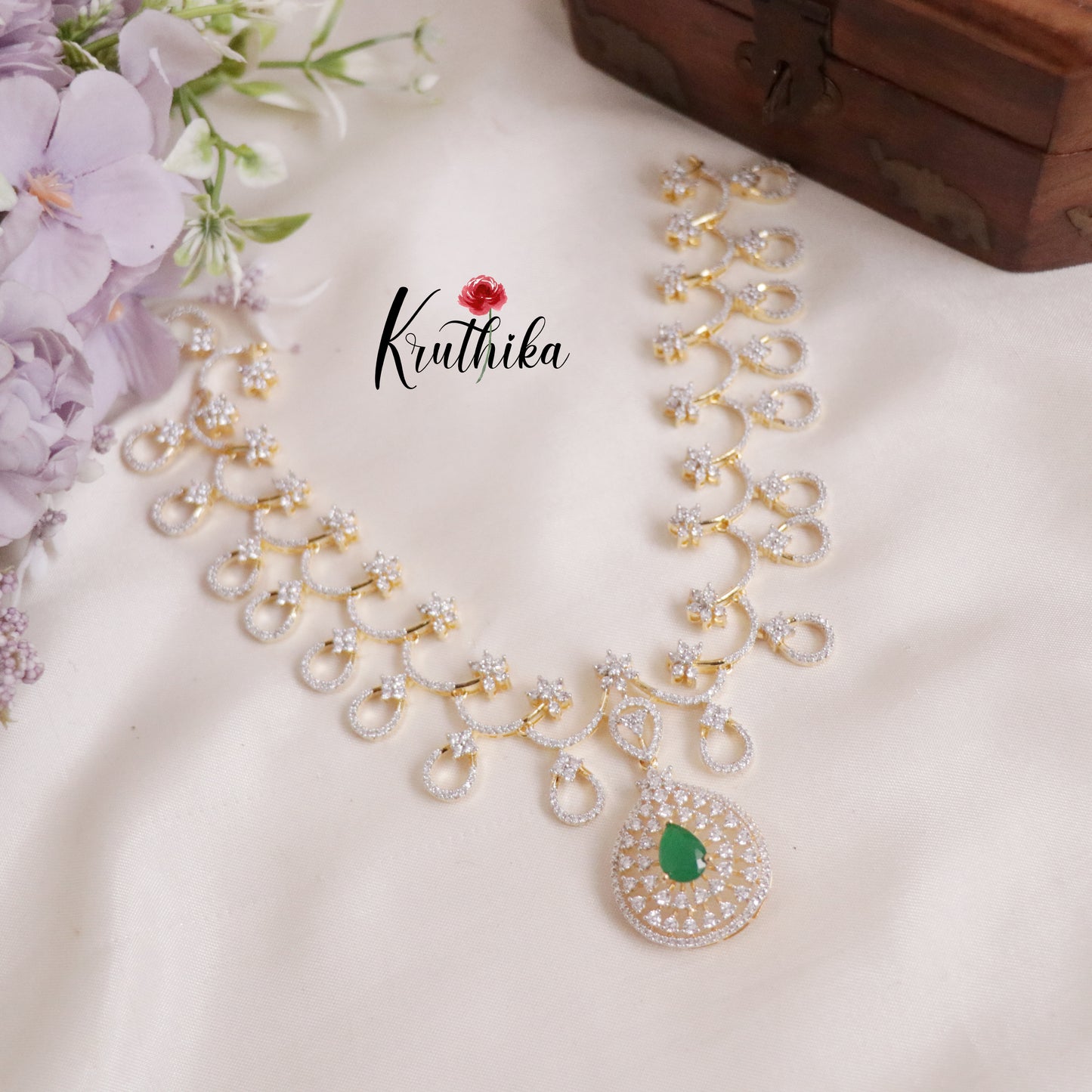 Beautiful Divine Sparkling CZ Necklace Set NC2140 (Available in 2 Colours)