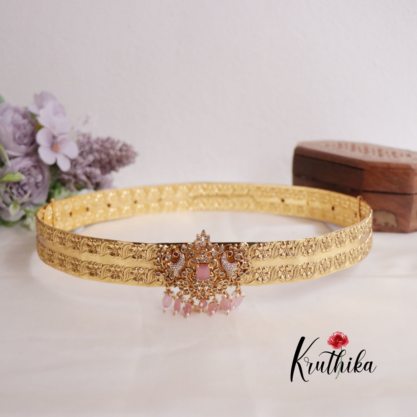 Premium CZ Peacock Victorian Hip Belts V284